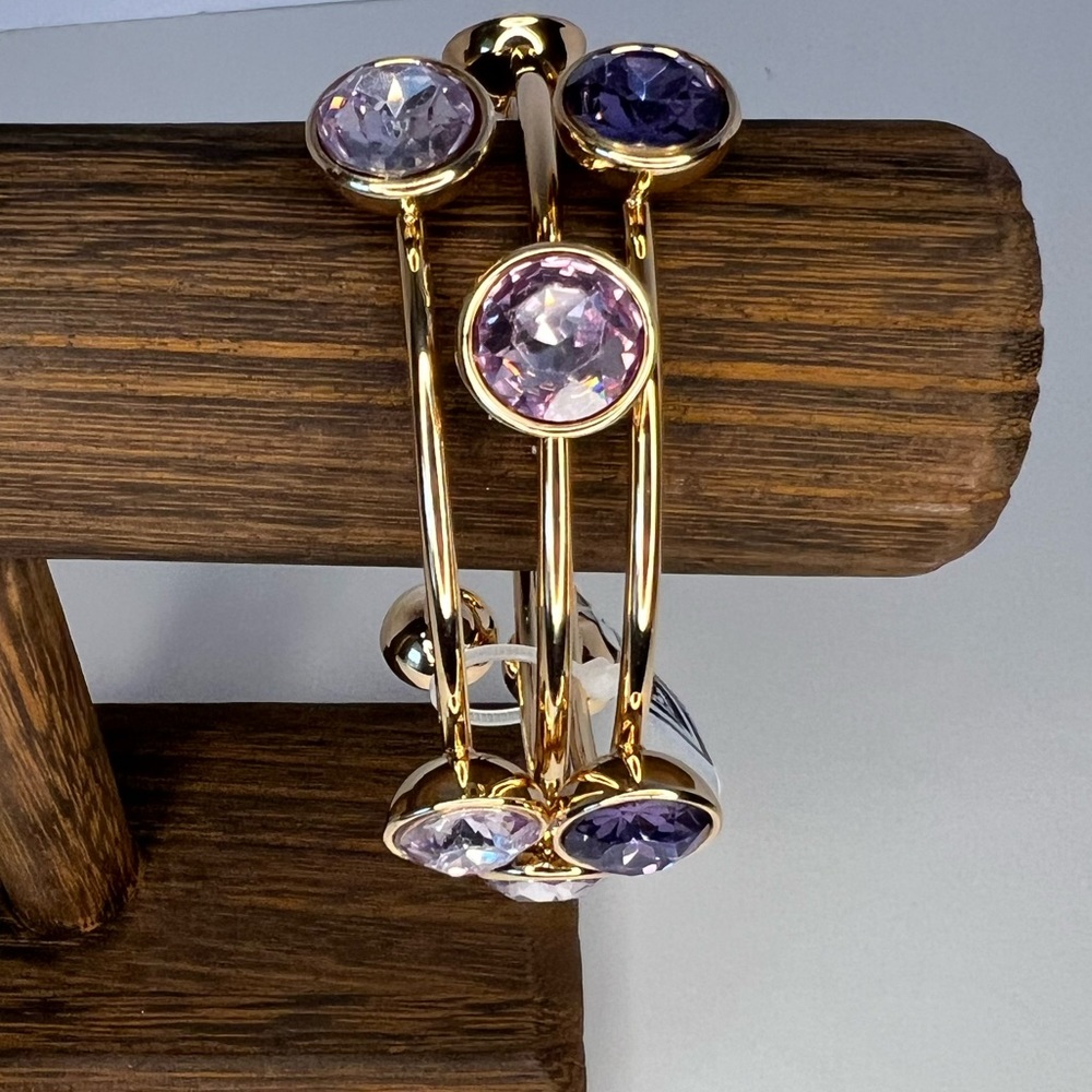 NWT INC International Concepts Gold Tone Crystal Bangle Bracelets Set of 3 - Picture 3 of 5